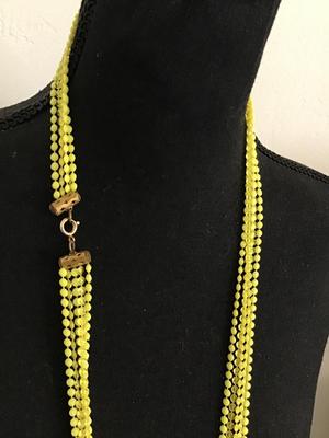 Vintage Neon Yellow Multi Strand Necklace