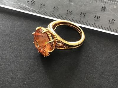 Gorgeous Jumbo Citrine Color Stone Marked NV Statement Ring