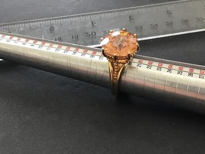 Gorgeous Jumbo Citrine Color Stone Marked NV Statement Ring