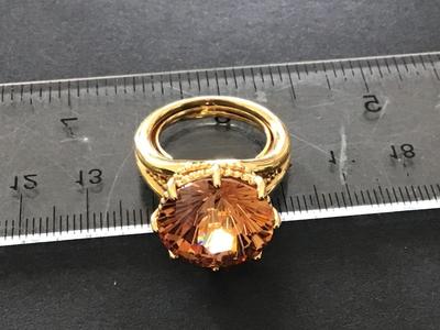 Gorgeous Jumbo Citrine Color Stone Marked NV Statement Ring