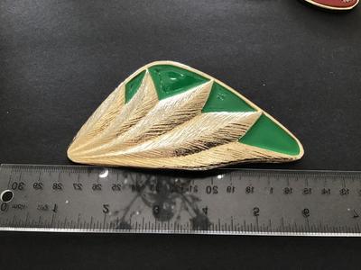 Vintage Green Enamel Leaf Buckle