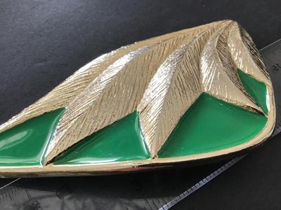 Vintage Green Enamel Leaf Buckle