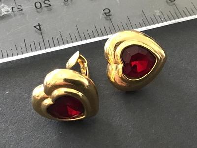 Vintage Heart Clip on Earrings