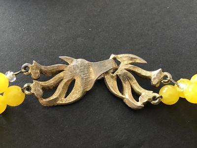 Vintage Yellow Beaded Necklace Nice Clasp