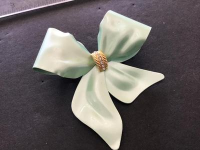 Mint Rhinestone Metal Bow Brooch