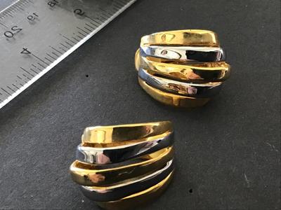 Gold And Silver Tone Clip On Earrings