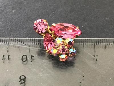 Pink Crystal Designer Vintage Clip on Earrings