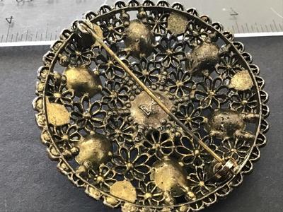 England Glass Works Vintage Filagree Brooch Large