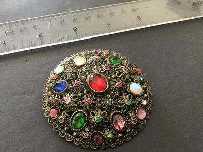 England Glass Works Vintage Filagree Brooch Large