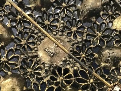 England Glass Works Vintage Filagree Brooch Large