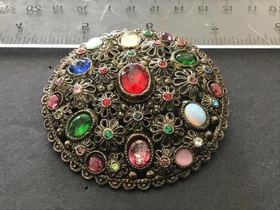 England Glass Works Vintage Filagree Brooch Large