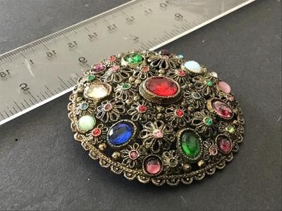 England Glass Works Vintage Filagree Brooch Large