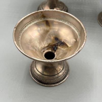 LOT 46: Set of Sterling Silver and Etched Glass Dessert Glasses - 102 Grams Total -All 6 Sterling Holders