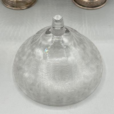 LOT 46: Set of Sterling Silver and Etched Glass Dessert Glasses - 102 Grams Total -All 6 Sterling Holders