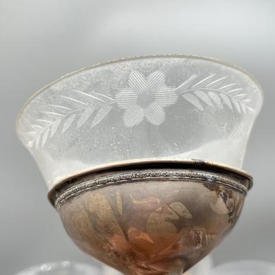 LOT 47: Set of Weighted Sterling Silver And Glass Dessert Glasses