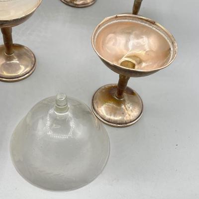 LOT 47: Set of Weighted Sterling Silver And Glass Dessert Glasses