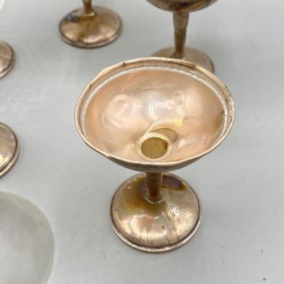LOT 47: Set of Weighted Sterling Silver And Glass Dessert Glasses
