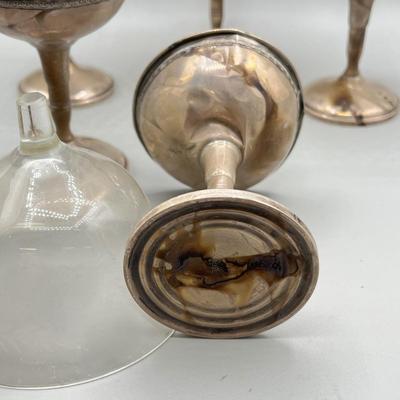 LOT 47: Set of Weighted Sterling Silver And Glass Dessert Glasses