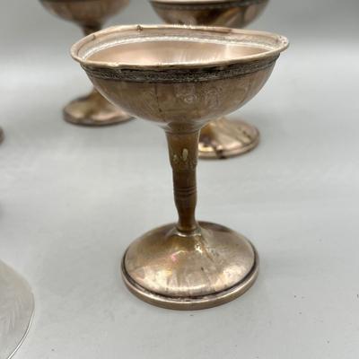 LOT 47: Set of Weighted Sterling Silver And Glass Dessert Glasses