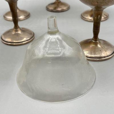 LOT 47: Set of Weighted Sterling Silver And Glass Dessert Glasses