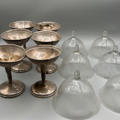 LOT 47: Set of Weighted Sterling Silver And Glass Dessert Glasses