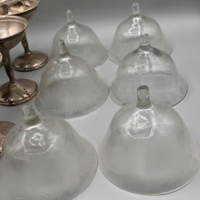 LOT 47: Set of Weighted Sterling Silver And Glass Dessert Glasses