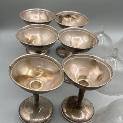 LOT 47: Set of Weighted Sterling Silver And Glass Dessert Glasses