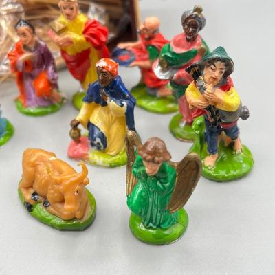 LOT 50: Vintage Painted Plastic Christmas Nativity Set