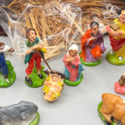 LOT 50: Vintage Painted Plastic Christmas Nativity Set