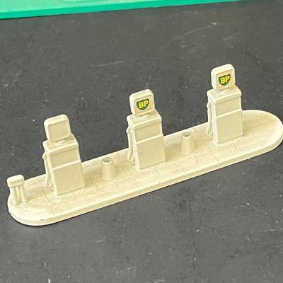 LOT 66: Vintage Matchbox BP Service Station Playset and Racing Car Transporter Truck