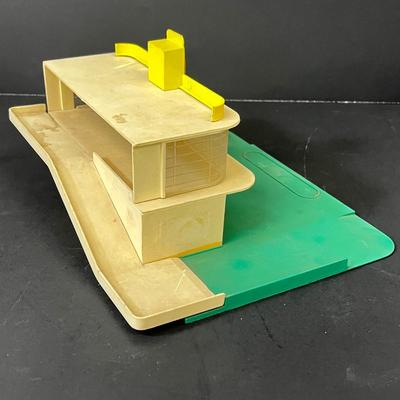 LOT 66: Vintage Matchbox BP Service Station Playset and Racing Car Transporter Truck