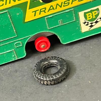 LOT 66: Vintage Matchbox BP Service Station Playset and Racing Car Transporter Truck