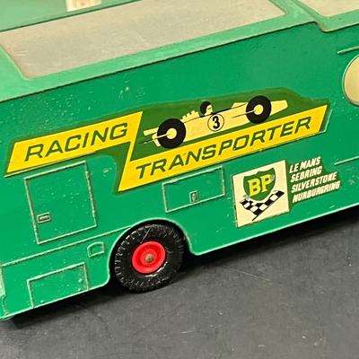 LOT 66: Vintage Matchbox BP Service Station Playset and Racing Car Transporter Truck