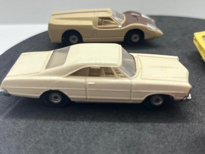 LOT 83: Vintage Aurora "Cigar Box" Cars - Ford "J", Dino Ferrrari, Lola GT and Ford XL 500