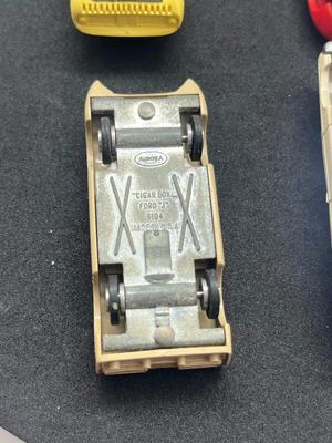 LOT 83: Vintage Aurora "Cigar Box" Cars - Ford "J", Dino Ferrrari, Lola GT and Ford XL 500