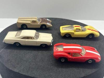 LOT 83: Vintage Aurora "Cigar Box" Cars - Ford "J", Dino Ferrrari, Lola GT and Ford XL 500
