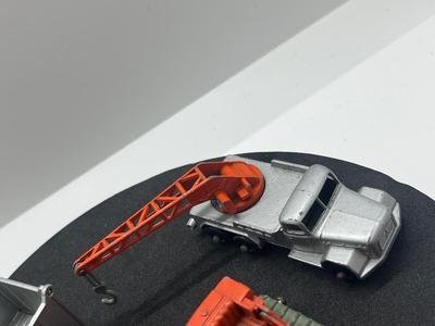 LOT 92: Vintage Lesney Matchbox Vehicles - GMC Tipper Truck, Tractor Shovel, Drott Excavator and Magirus -Deutz Crane Truck