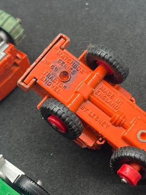 LOT 92: Vintage Lesney Matchbox Vehicles - GMC Tipper Truck, Tractor Shovel, Drott Excavator and Magirus -Deutz Crane Truck