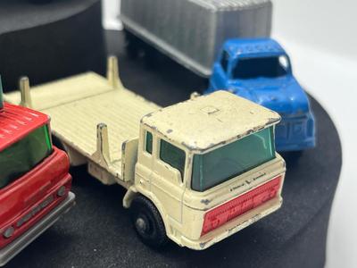 LOT 134: Vintage Lesney Matchbox Vehicles - Refrigerator Truck, Girder Truck, Cattle Truck and More