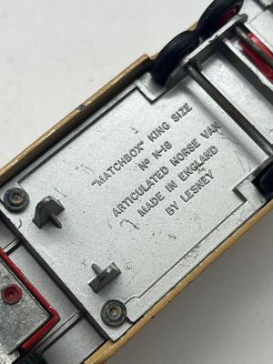 LOT 140: Vintage Lesney Matchbox King Size Vehicles - Ford Tractor, Transporter and Articulated Horse Van