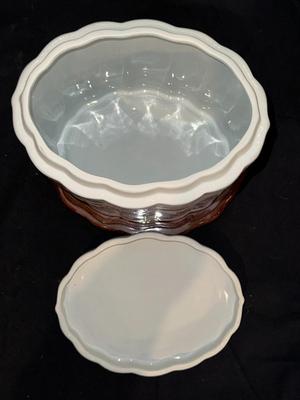 8" Blue and White Scalloped Lidded Vessel