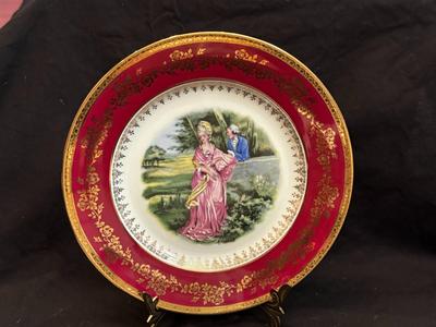 Limoges Red and Gold Lot of 3 Exquisite Dinner Plates