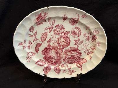 Johnson Bros Elizabeth Floral Platter Red and White 12"