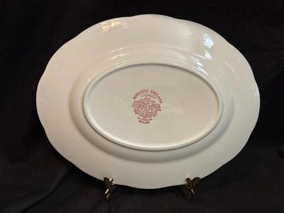 Antique Red and White Romantic England Kent Ironstone Meakin Oval Platter