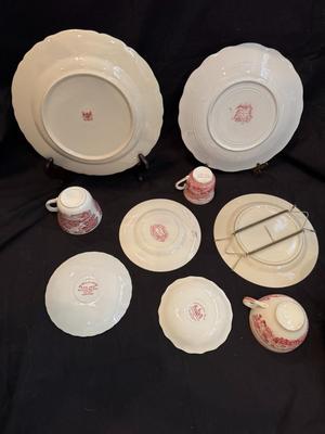 Lot of 9 Pieces of Beautiful Antique & Vintage Red and White China