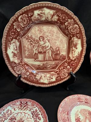 Lot of 9 Pieces of Beautiful Antique & Vintage Red and White China