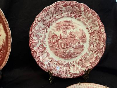 Lot of 9 Pieces of Beautiful Antique & Vintage Red and White China