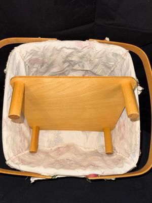 12" Longaberger Picnic Basket with Original Shelf and Cloth Lining