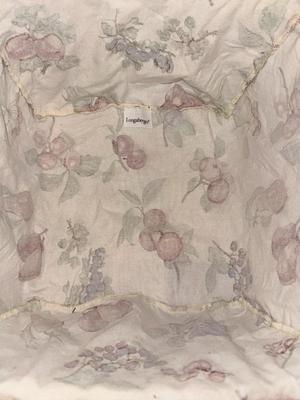 12" Longaberger Picnic Basket with Original Shelf and Cloth Lining