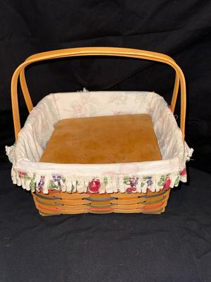 12" Longaberger Picnic Basket with Original Shelf and Cloth Lining